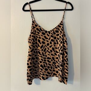 The Drop Cheetah Print Skinny Strap Tank Top (Size L)